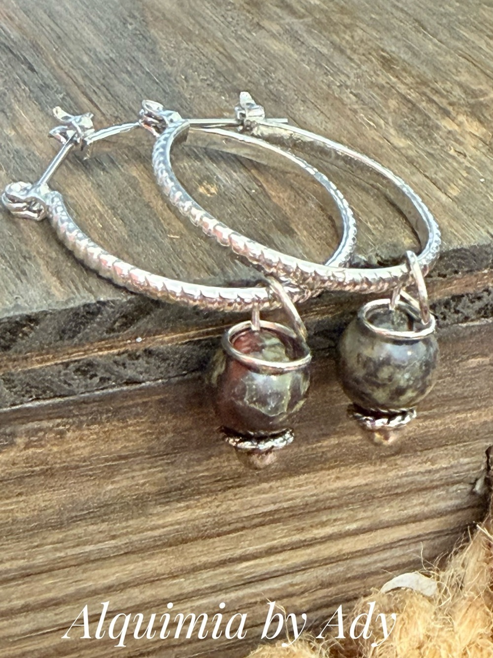 BOHO Green and Silver Beaded Earrings + BLOOD AGATE CHARMS